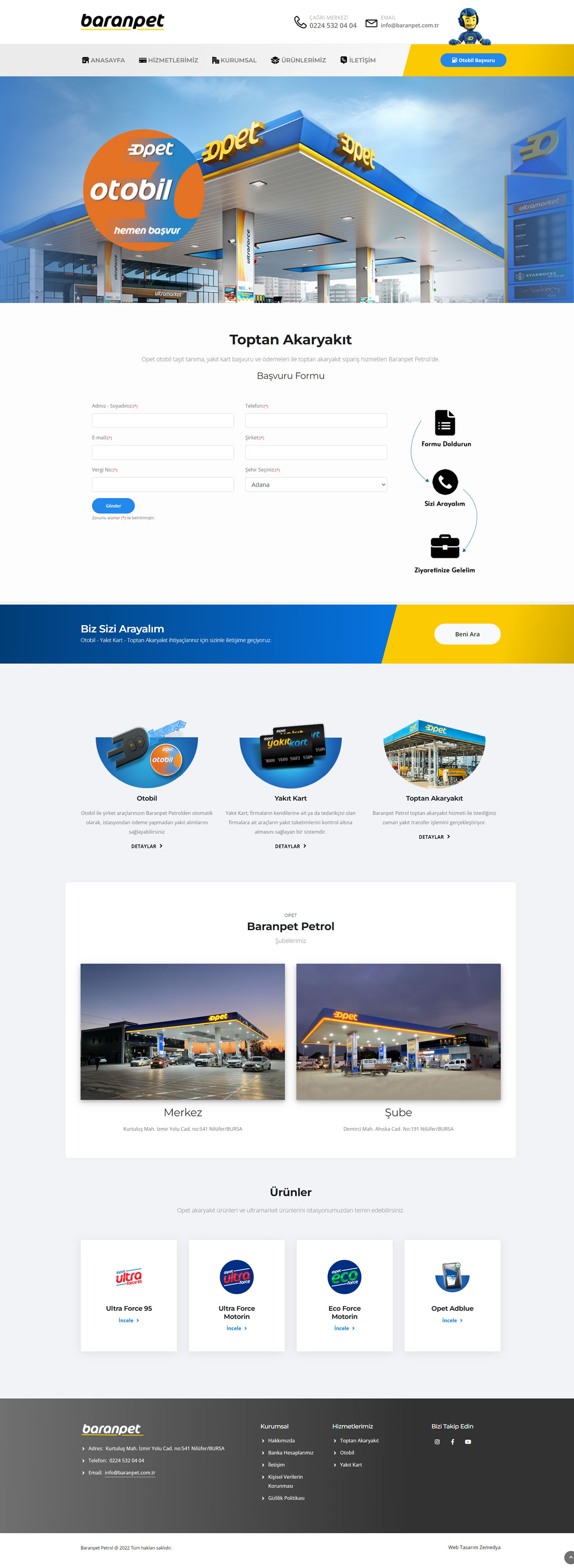 Baranpet Petrol web sitesi tasarımı - Bursa