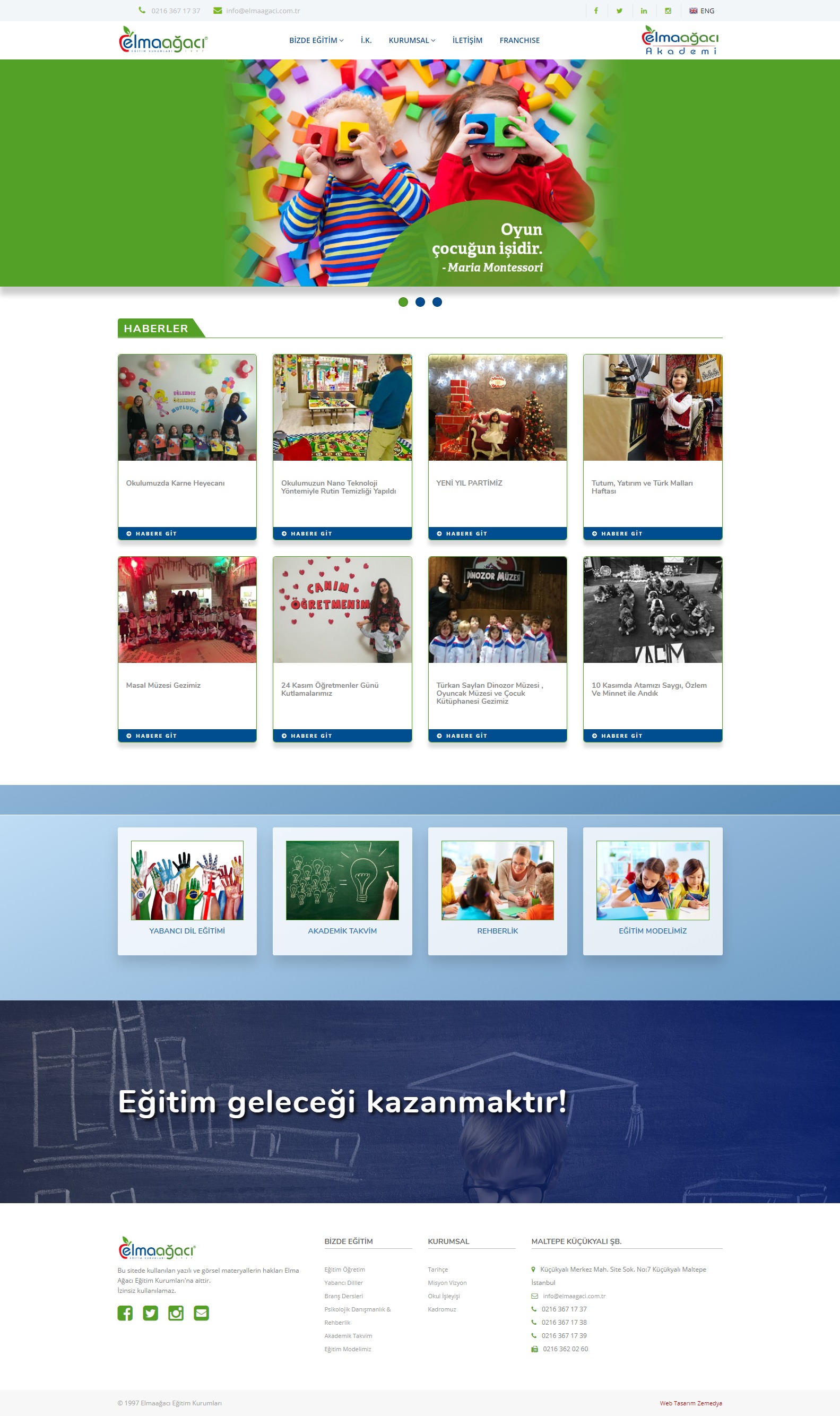 Elmaağacı Anaokulu için kurumsal profesyonel web site tasarımı küçükyalı maltepe tuzla İstanbul